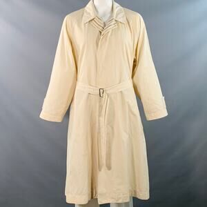 MATSUDA Vintage Size XXL Beige Herringbone Cotton Hidden Buttons Belted Coat